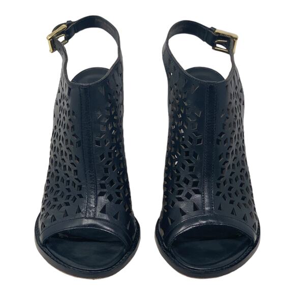 Rebecca Minkoff Black Leather Peep Toes Slingback Heel Sandal size 8M - Picture 2 of 11